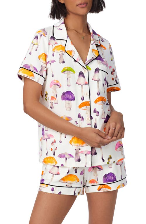 BedHead Pajamas Print Organic Cotton Jersey Short Pajamas in Dazzling Mushrooms 