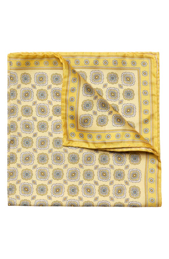 Shop Eton Medallion Silk Pocket Square In Light Pastel Yellow