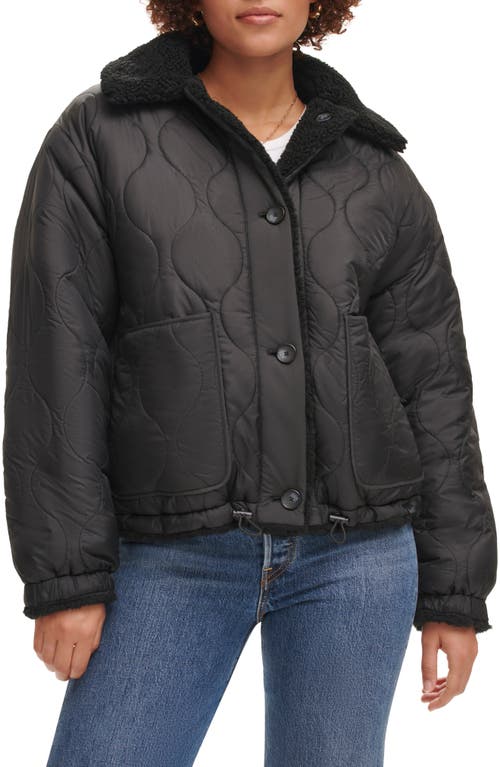 Shop Levi's Quilted High Pile Fleece Reversible Jacket In Black/black