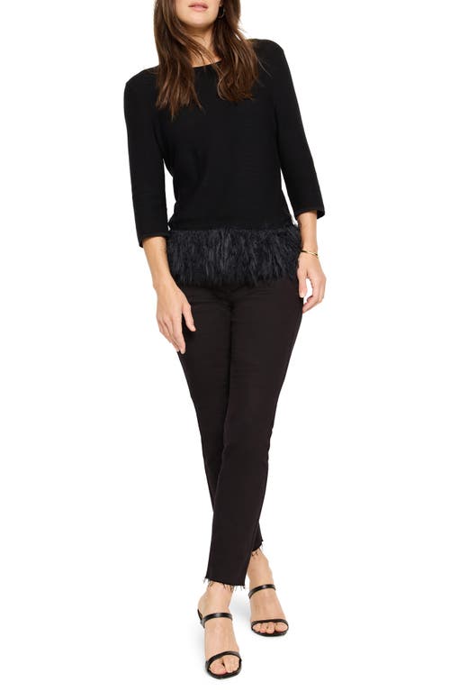 Nic + Zoe Feather Fringe Sweater In Black Onx In Black