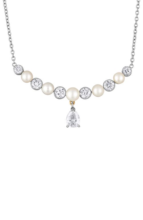 Reconceived Victorian Diamond & Pearl Necklace in Gold/Platinum/Diamond/Pearl