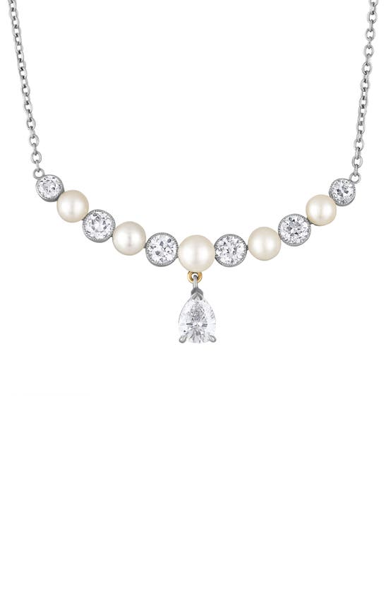 Mindi Mond Reconceived Victorian Diamond & Pearl Necklace In Metallic