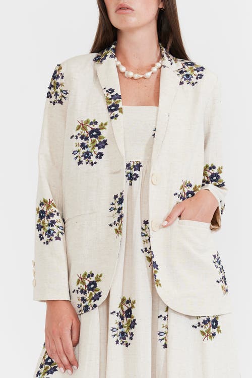 Eddy Amber Blazer In Oatmeal Bluesy Beaded Floral