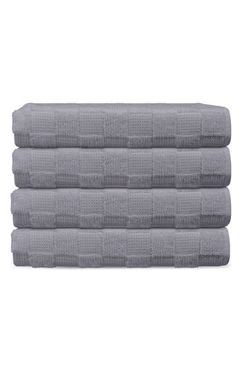 Brooks Brothers Waffle Terry 4-piece Turkish Cotton Hand Towels In Silver