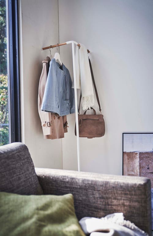 Yamazaki Leaning Corner Coat Hanger In White