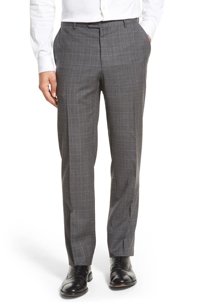Pal Zileri Flat Front Solid Wool Trousers | Nordstrom