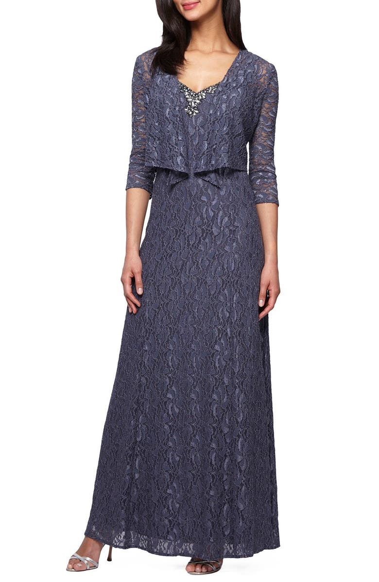 Alex Evenings Embellished Lace Gown & Jacket (Petite) | Nordstrom
