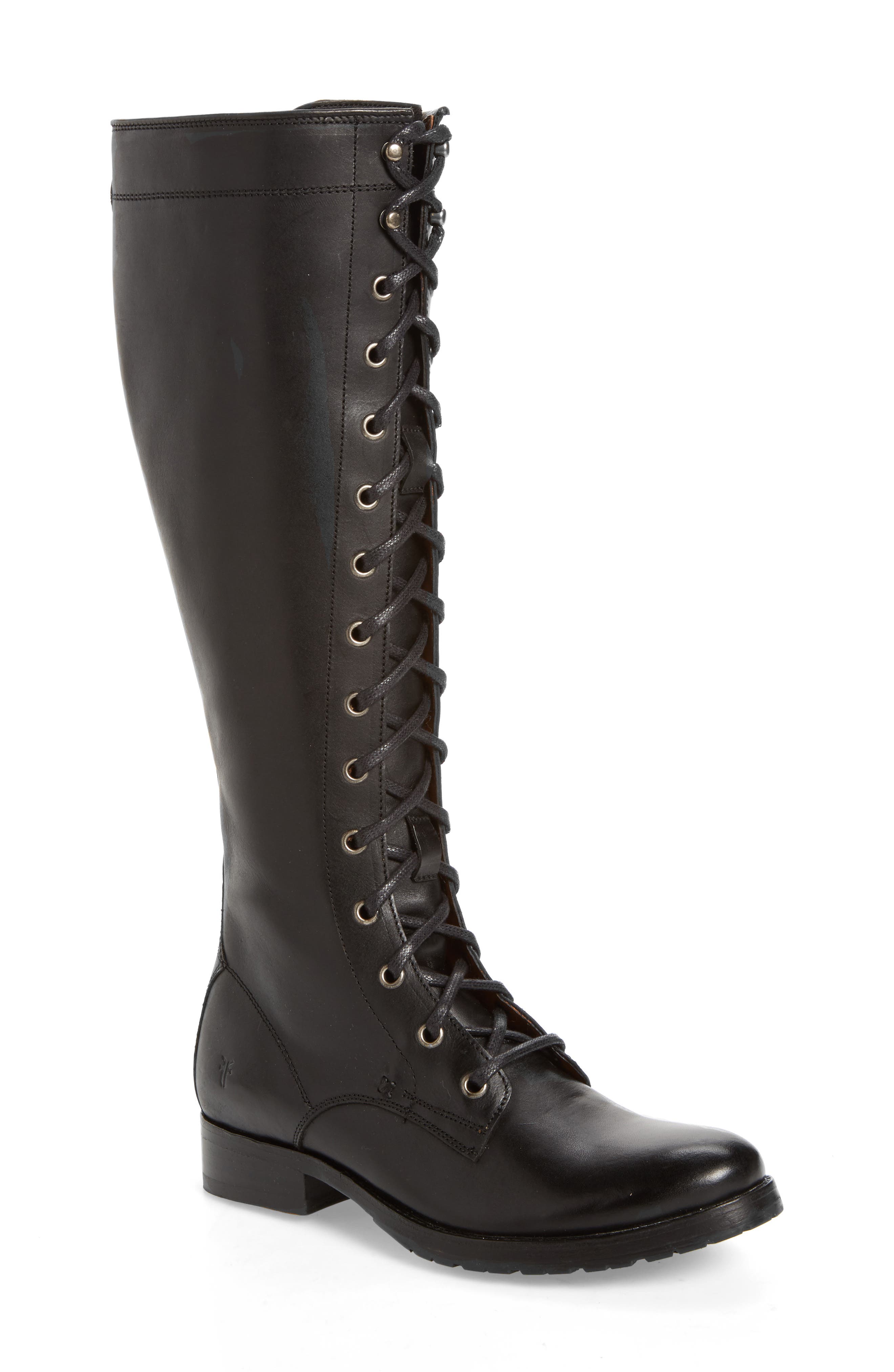 womens tall black lace up boots