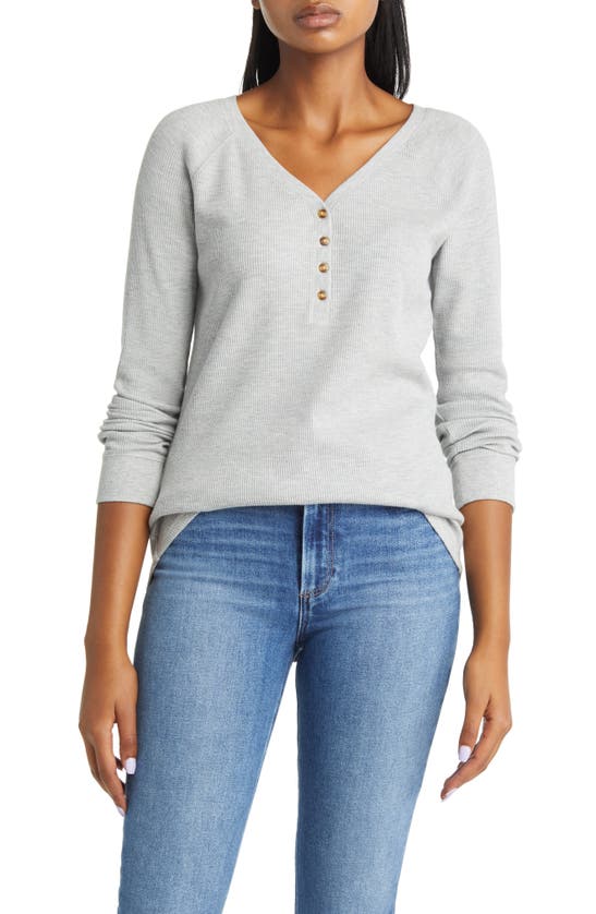 CASLON WAFFLE KNIT ORGANIC COTTON BLEND HENLEY TOP