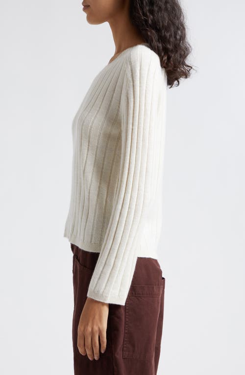 Shop Nili Lotan Alise Rib Cashmere & Silk Crewneck Sweater In Ivory