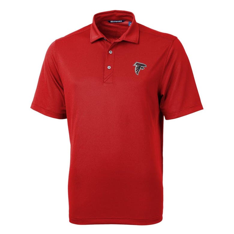 Cutter & Buck Red Atlanta Falcons Virtue Eco Pique Recycled Polo In Gold