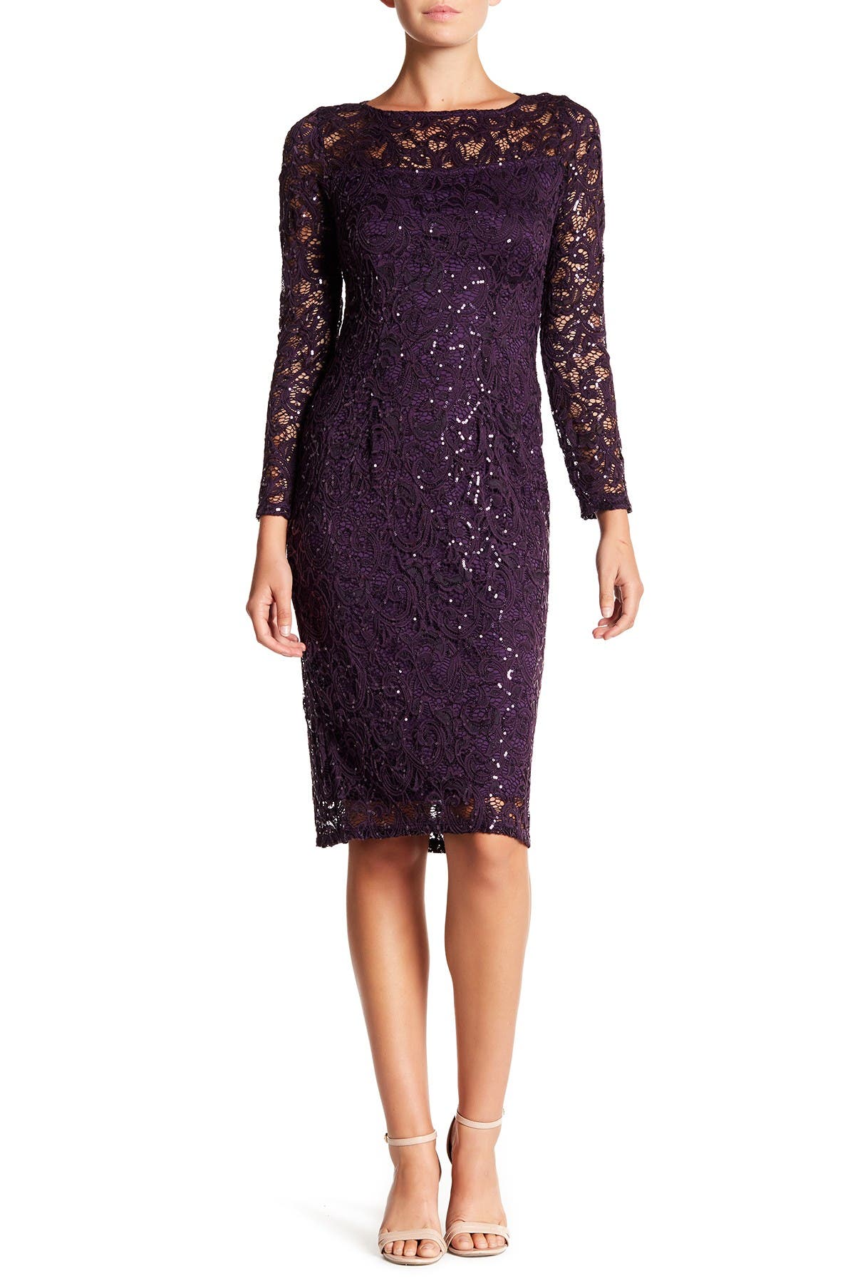 Marina | Sequined Long Sleeve Lace Dress | Nordstrom Rack