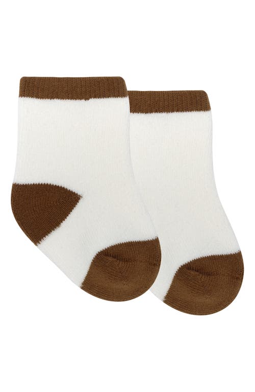 Pl Baby By Petit Lem Faux Shearling Sweatshirt, Leggings & Socks Set In Reindeer