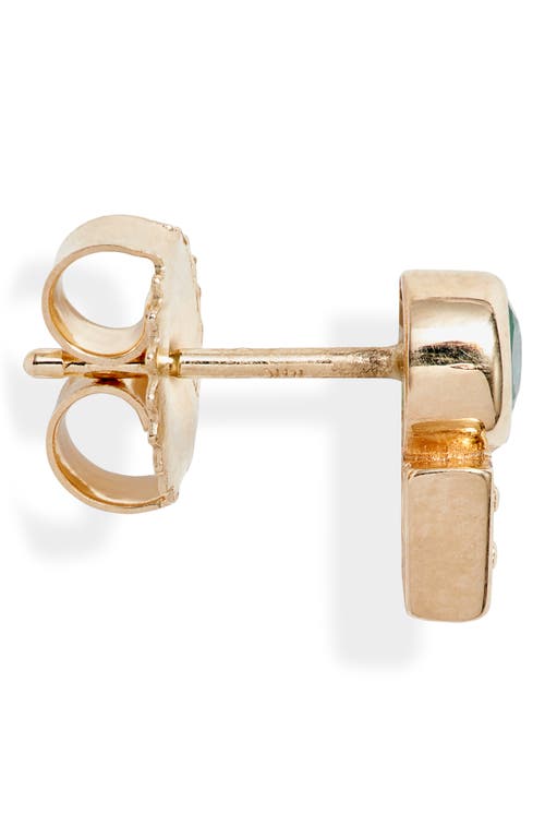 Anzie Cléo Emerald & Diamond Stud Earrings In Yellow Gold/emerald