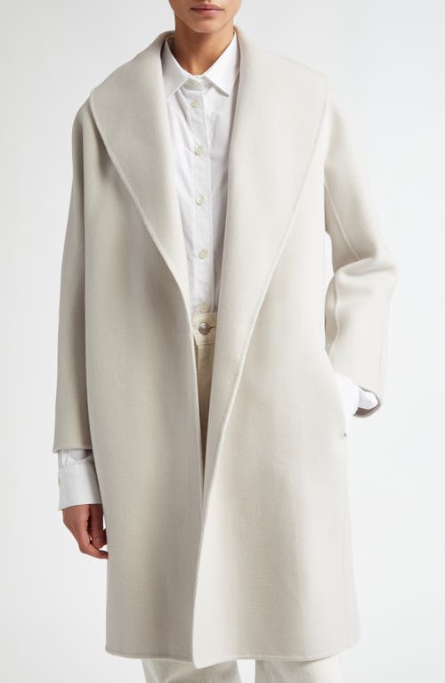 Shop Max Mara Messi Virgin Wool Belted Coat In Pearl Grey