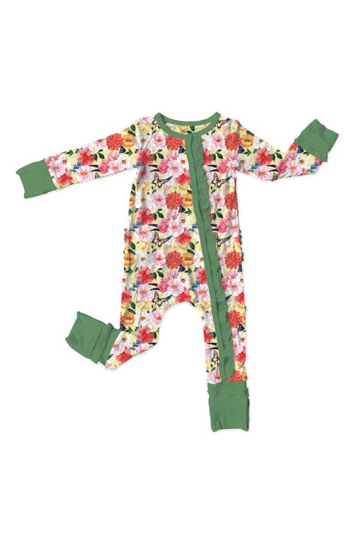 Laree + Co Hartley Floral Ruffle Convertible Footie in Yellow