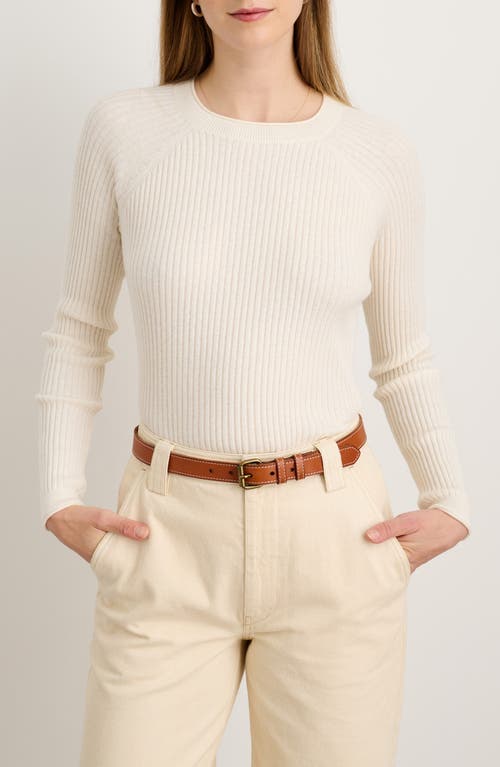 Josie Rib Cotton & Cashmere Sweater in Ivory