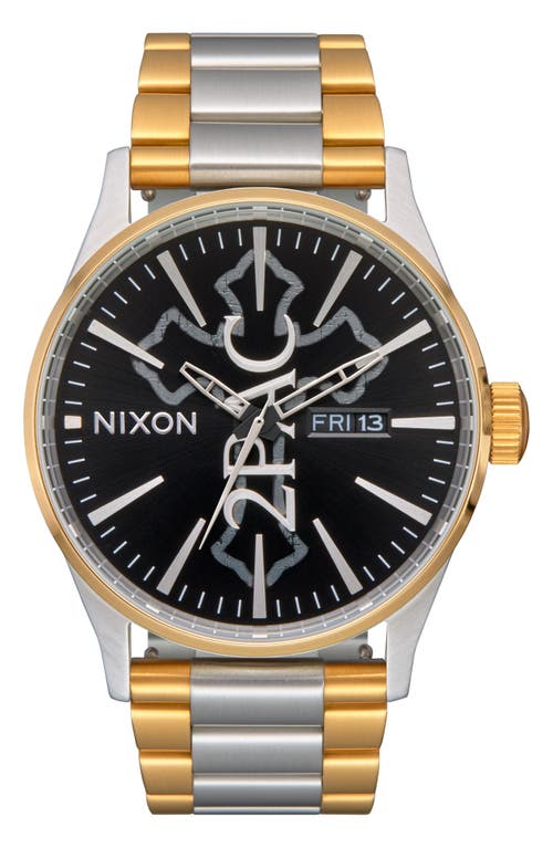Nixon x 2PAC Sentry Bracelet Watch, 42mm in Gold /Silver /Black at Nordstrom