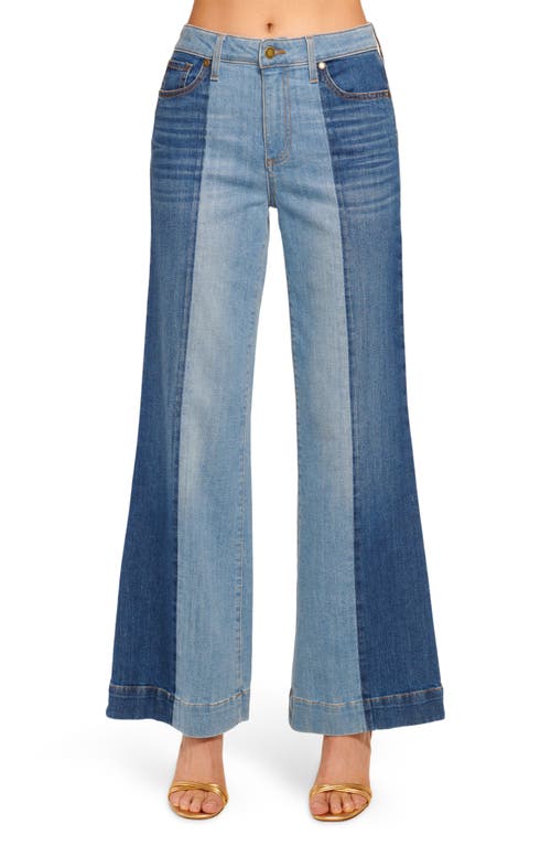 Shop Ramy Brook Vinnie Two-tone Wide Leg Jeans In Tonal Wash