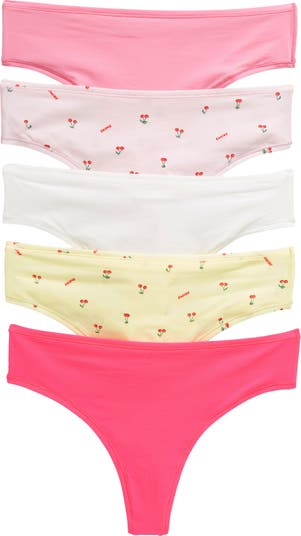 Set of five Fits Everybody stretch-jersey thongs