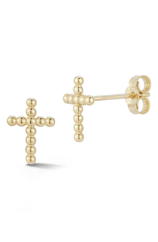 Ember Fine Jewelry Bubble Cross Stud Earrings In 14k Gold