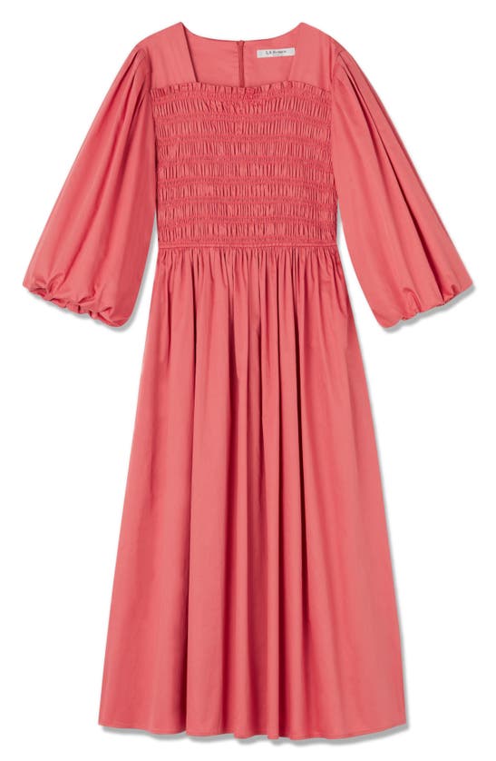 Shop Lk Bennett Calister Smocked Midi Dress In Rose