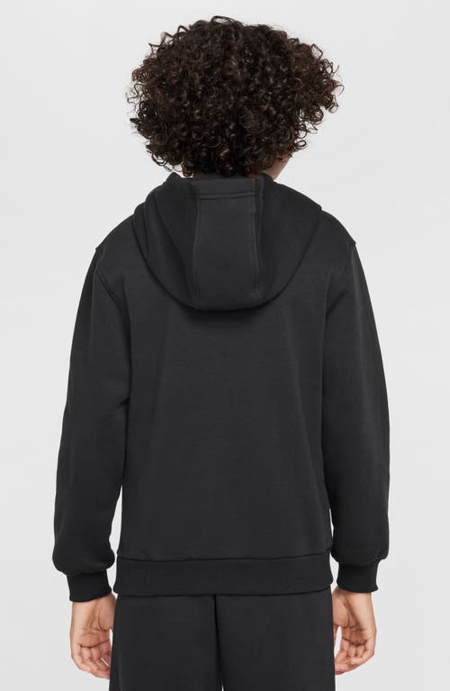 Shop Nike Kids' Sportswear Club Fleece Hoodie In Black/smoke Grey/red