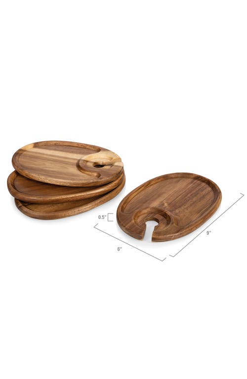 Picnic Time 4-piece Wood Wine Appetizer Plate Set In Brown