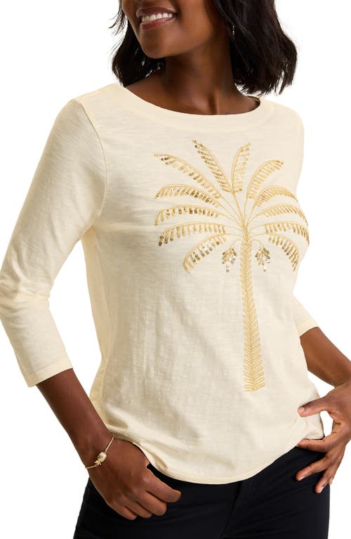 Tommy Bahama Puerta Del Sol Palm Tree Sequin Embellished Organic Cotton T-shirt In Coconut