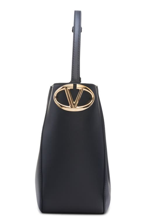 Shop Valentino Garavani Vlogo Leather Bucket Bag In 0no Nero