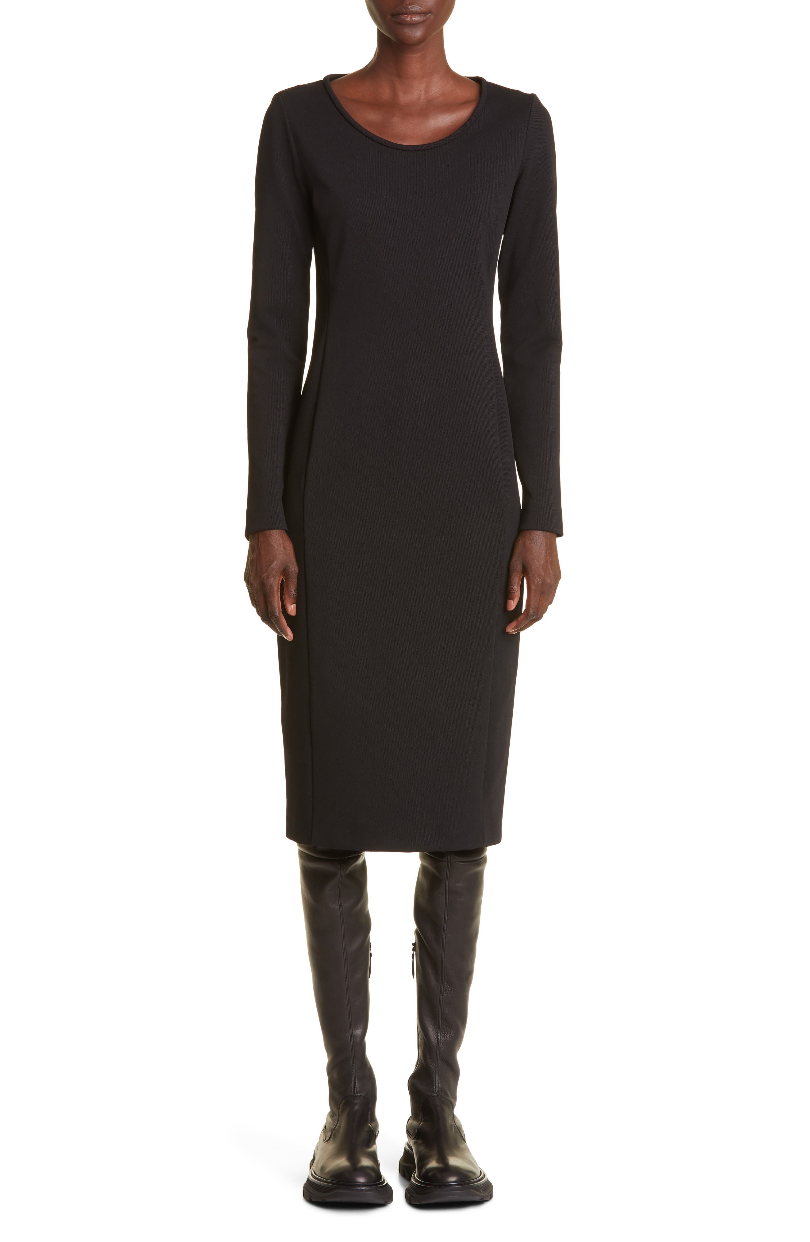 Max Mara onore Long Sleeve Jersey Midi Dress in Black