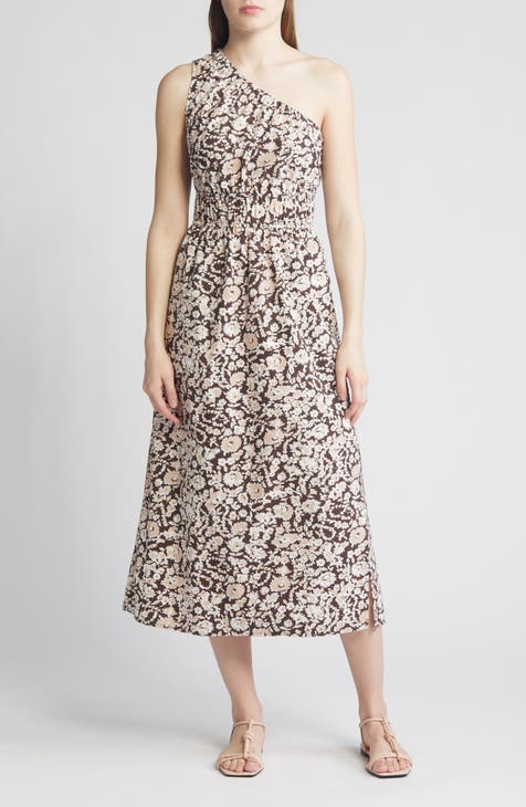 TAVIMART  -  Pastrol Chiffon Flower A-line One-shoulder Midi Dresses Homecoming Dresses Formal Casual Simple Retro Fashion Elegant Exquisite main image 0