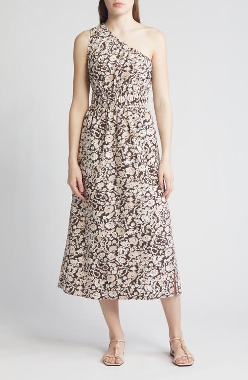 Selani Floral One-Shoulder Midi Dress in Russet Floral
