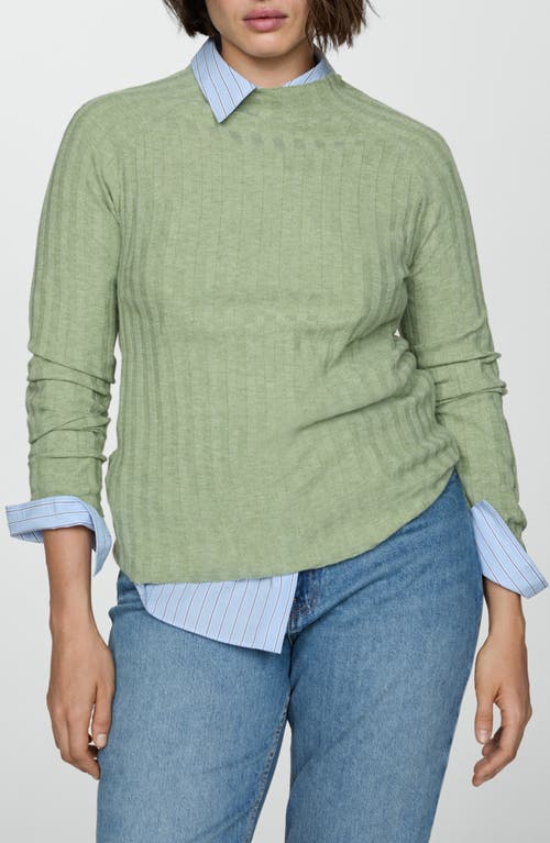 Mango High Collar Ribbed Knit Sweater Pastel Green In Pastel Green
