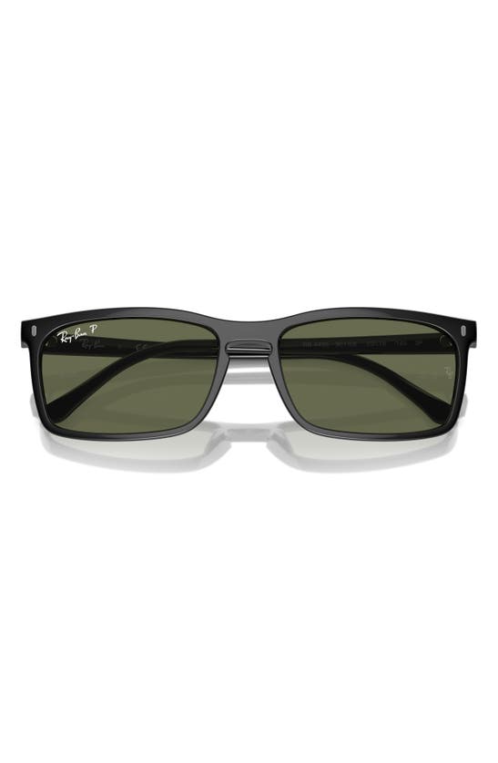 Ray Ban 59mm Polarized Rectangular Sunglasses In Black
