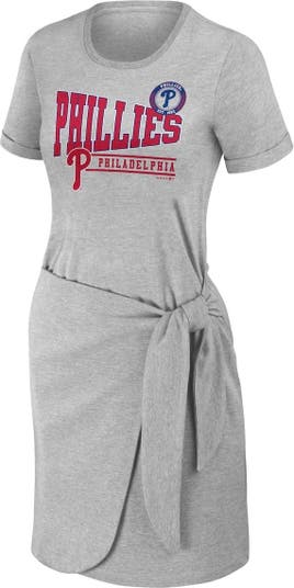 Women's Wear by Erin Andrews Heather Gray Atlanta Braves Knotted T-Shirt Dress Size: Extra Small