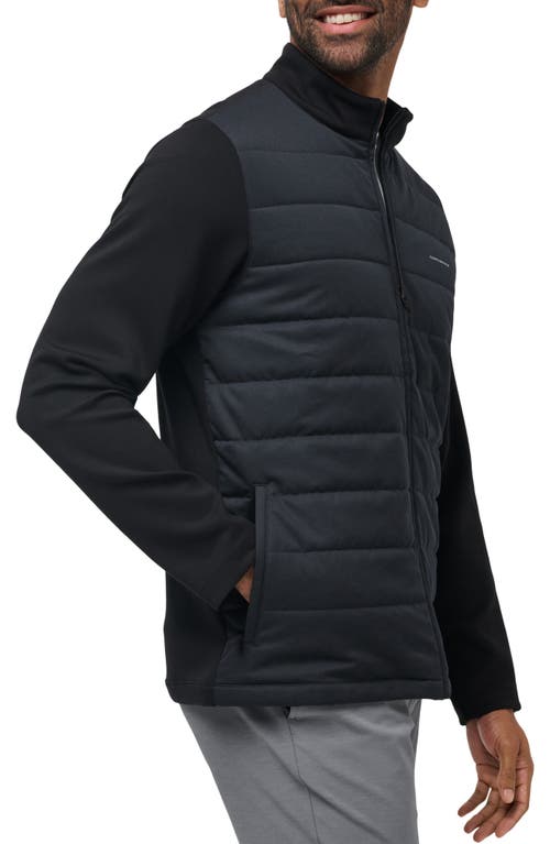 Travismathew Point Of Sail Stretch Mixed Media Puffer Jacket In Black