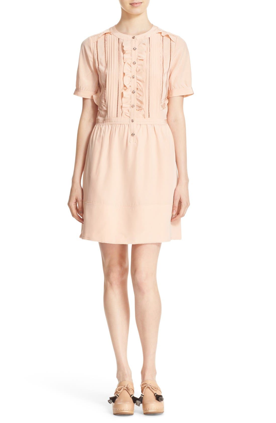 COACH 1941 Ruffle & Pleat Silk Dress Nordstrom