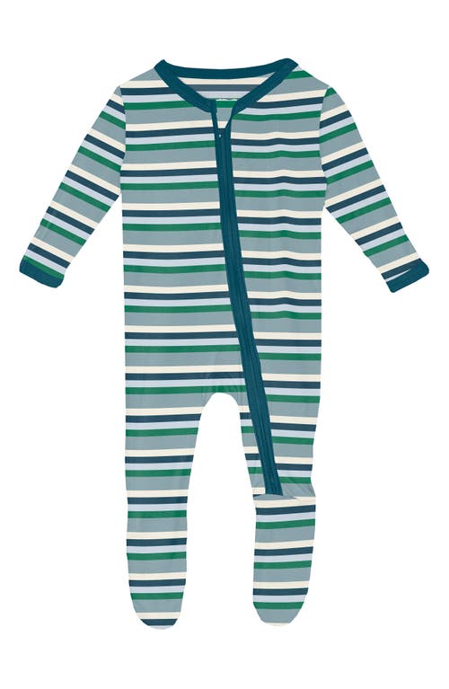 KicKee Pants Print Fitted One-Piece Pajamas in Stormy Sea Stripe 