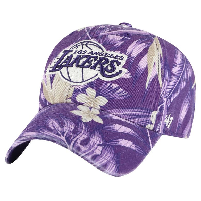 47 ' Purple Los Angeles Lakers Tropicalia Floral Clean Up Adjustable Hat