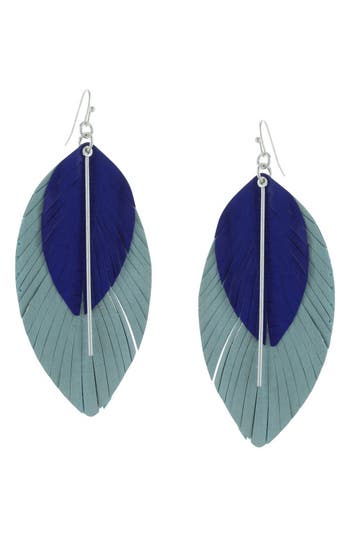 Olivia Welles Kaia Fringed Leather Earrings In Worn Silver/blue