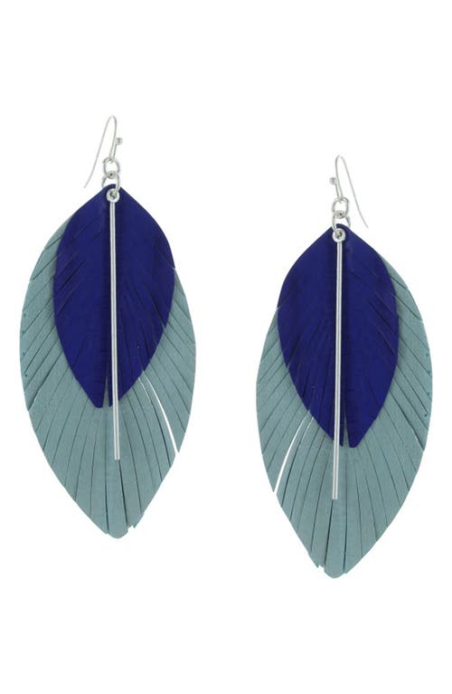 Olivia Welles Kaia Fringed Leather Earrings In Worn Silver/blue