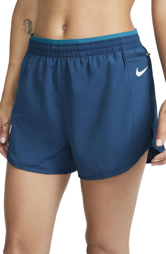 Nike Tempo Luxe Dri-fit Running Shorts In Valerian Blue/ Bright Spruce