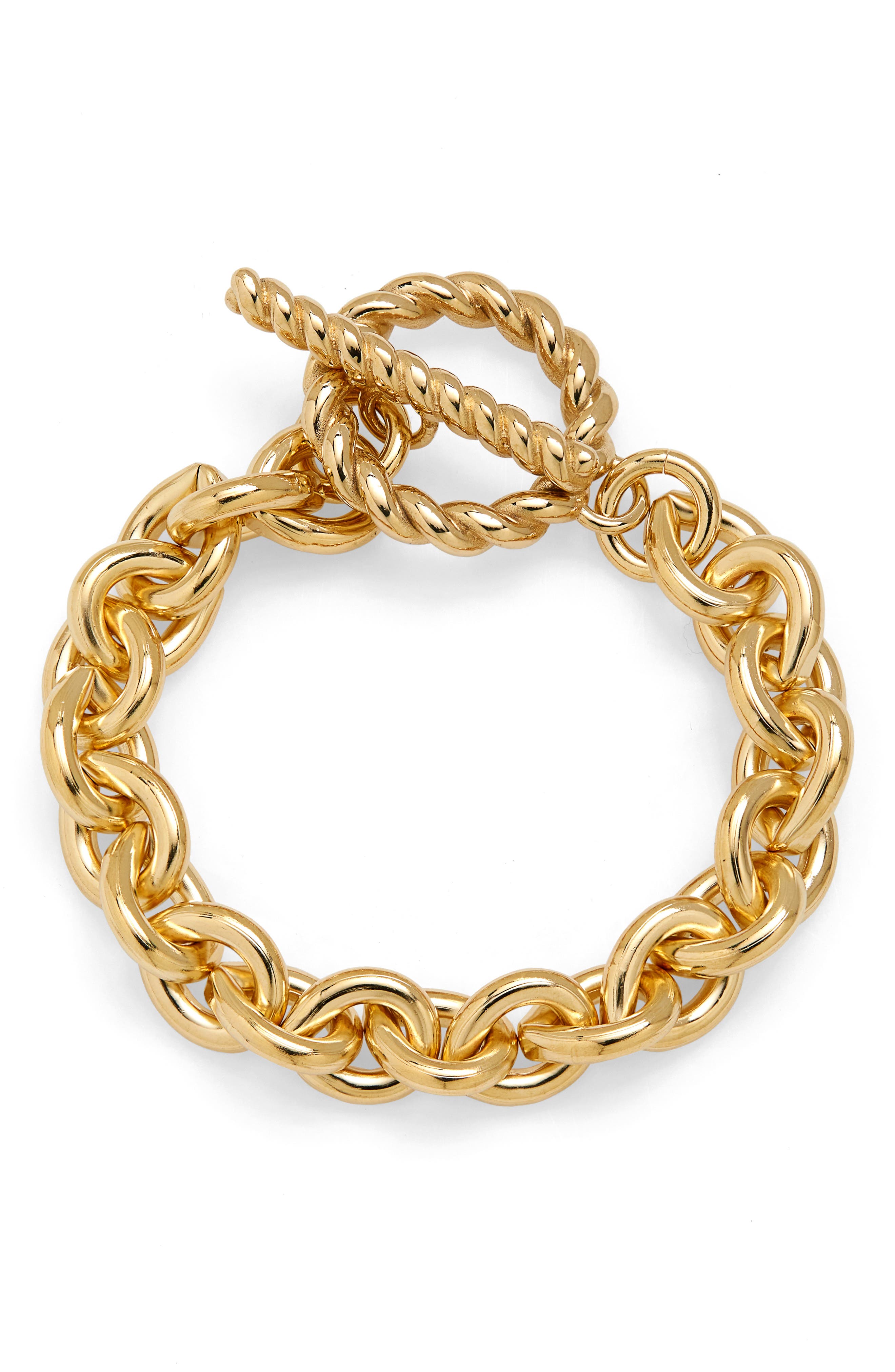 Laura Lombardi Braided Toggle Chain Bracelet in Brass at Nordstrom, Size 7 Us