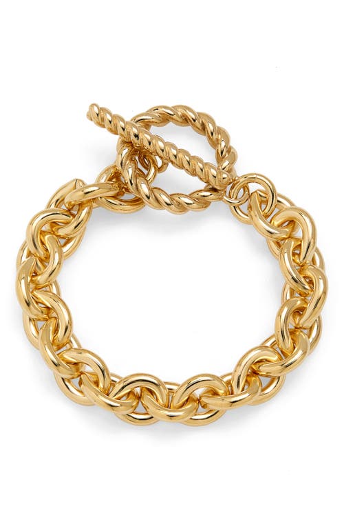 Laura Lombardi Braided Toggle Chain Bracelet in Brass
