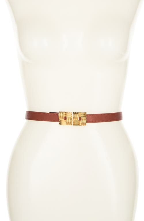 Square Buckle Leather Belt in Cognac