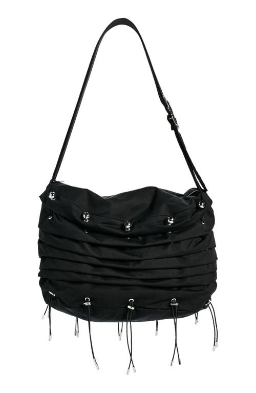 Scrunch Cotton Twill Shoulder Bag in Black