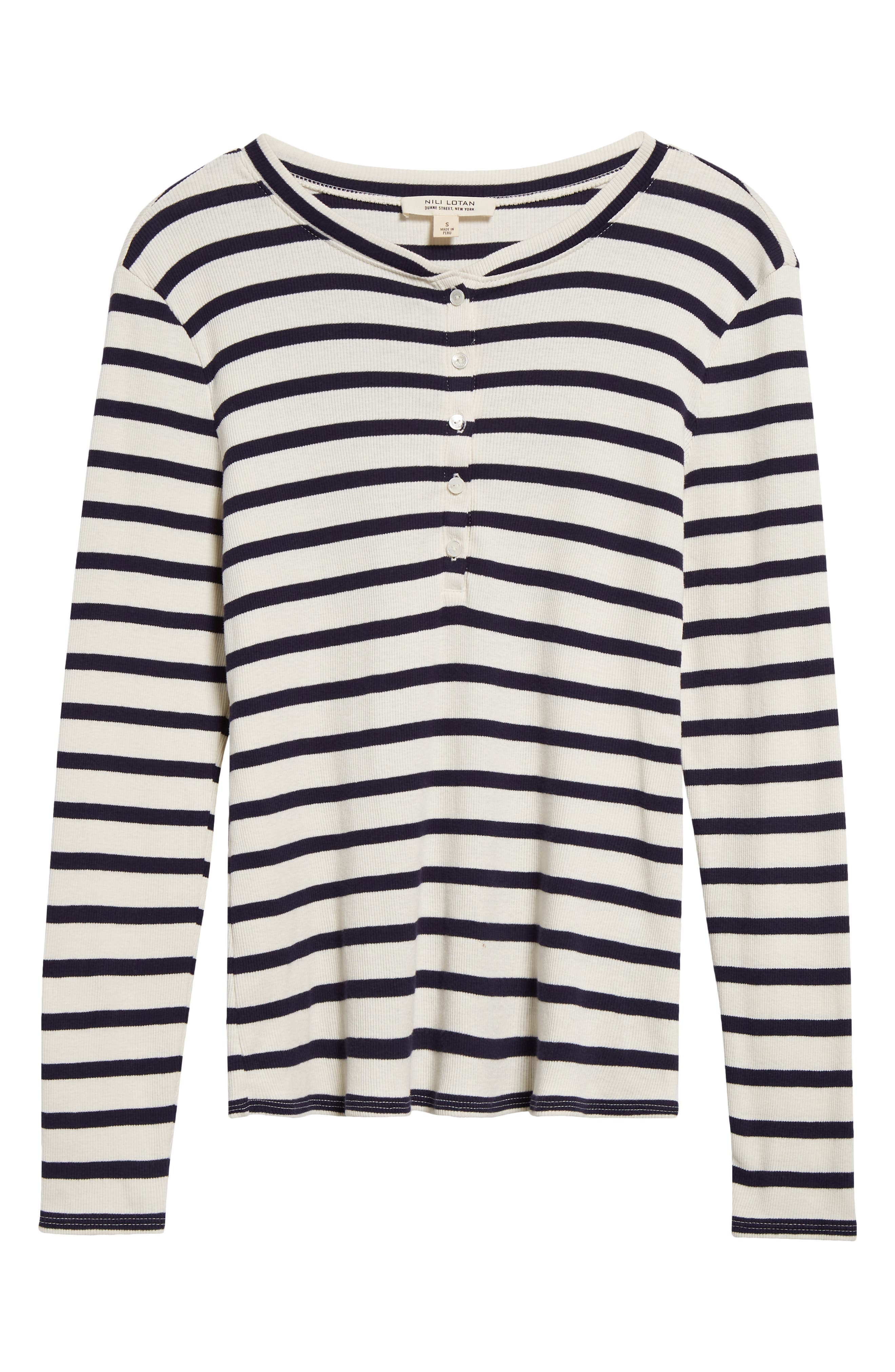 Nili Lotan Black hot & White Striped Long Sleeve T-Shirt - Small