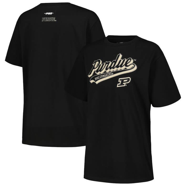 Shop Pro Standard Black Purdue Boilermakers Script Tail Oversized Boyfriend T-shirt
