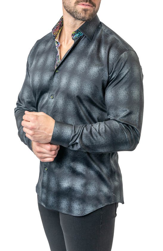 Shop Maceoo Fibonacci Carbon 17 Contemporary Fit Button-up Shirt In Black